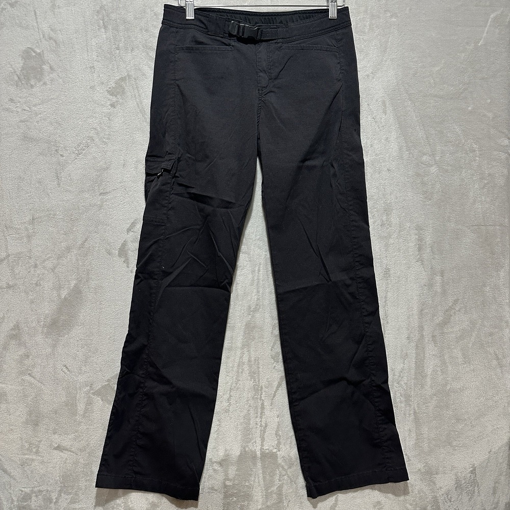 PRANA Pants Women Size Medium Black Belted Hike Outdoor Trail Nylon Lightweight